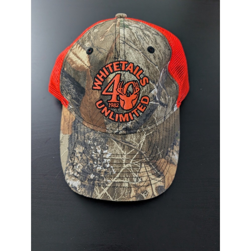 WHITETAILS UNLIMITED 40TH ANNIVERSARY ADJUSTABLE MESH CAMO BASEBALL HAT CAP‎